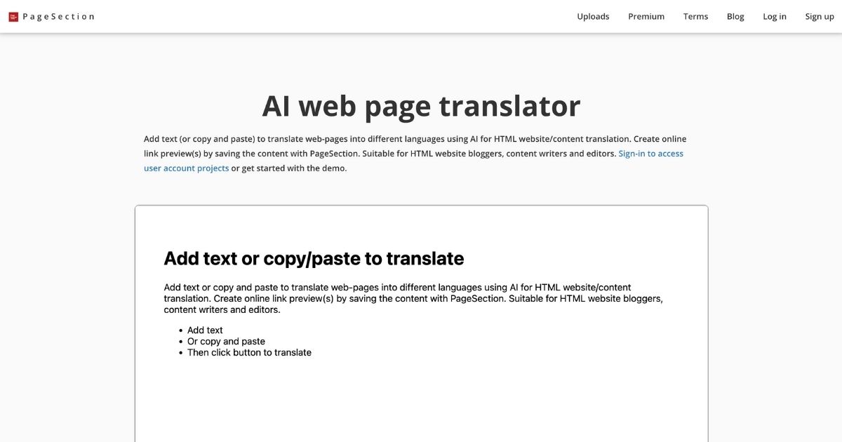 PageSection: Multilingual Web Content Tool