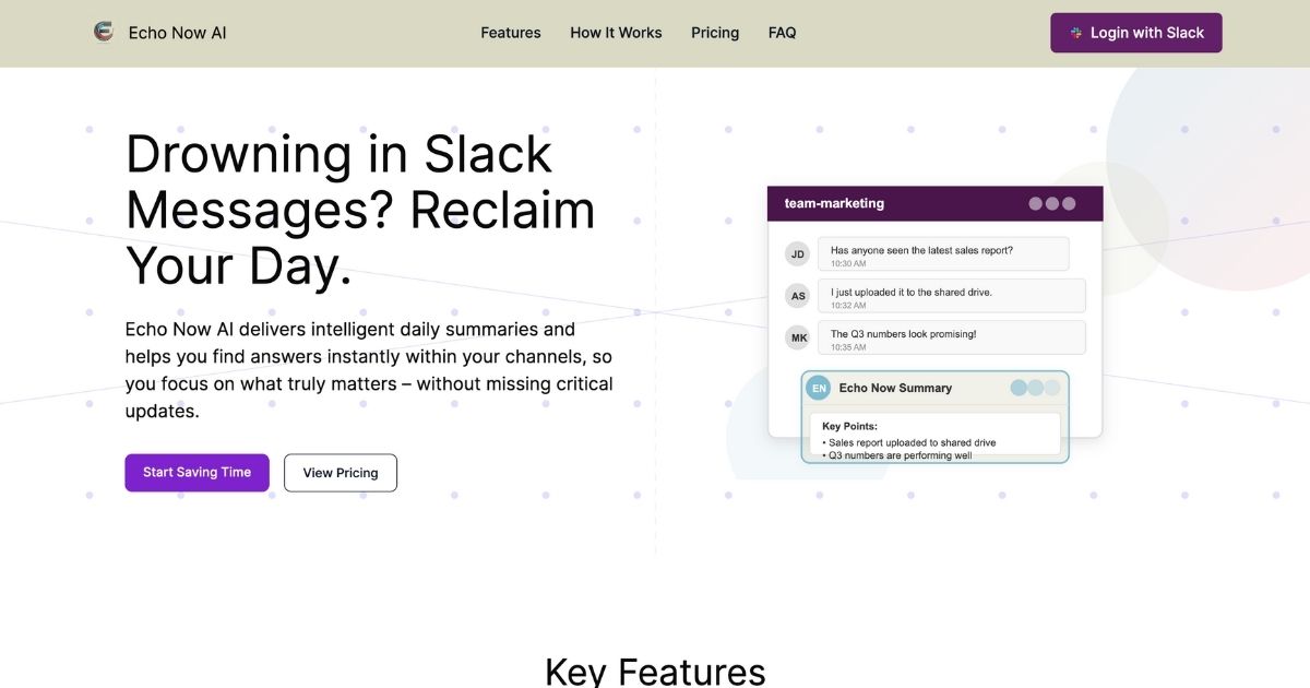 Echo Now AI: Streamline Slack Communication