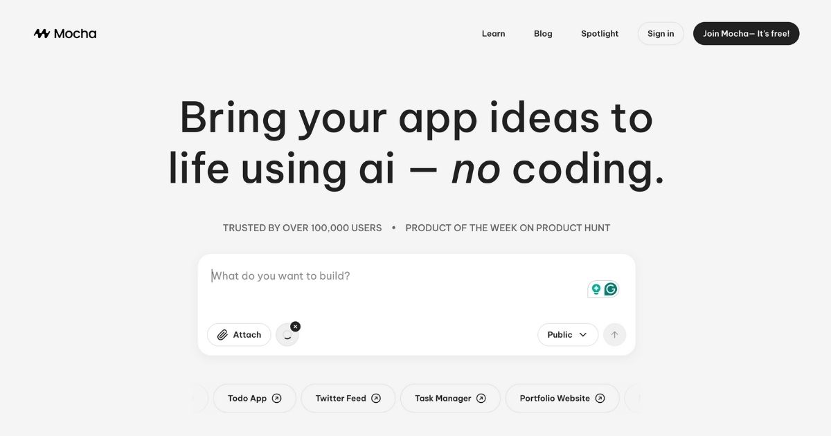 Mocha: AI-Powered No-Code App Development