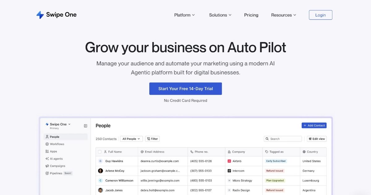 Swipe One: AI-Powered CRM & Automation