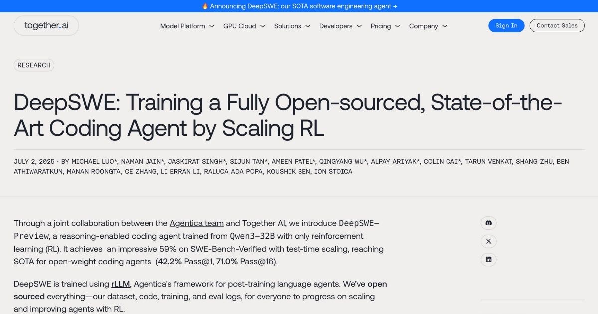 DeepSWE: AI-Driven Coding Enhancement Tool
