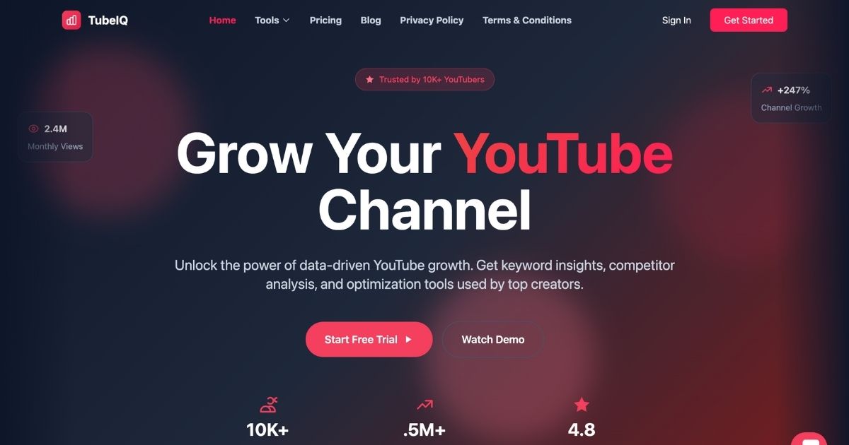 TubeIQ: YouTube Growth Platform for Data-Driven Insights