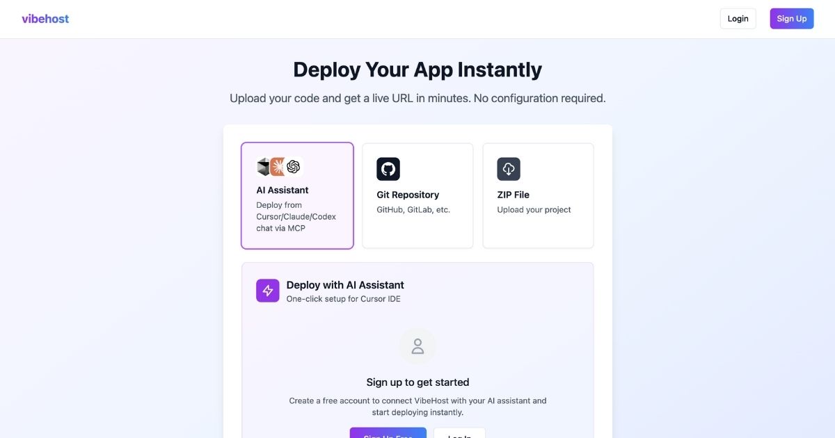 VibeHost: AI Platform for Instant Deployment