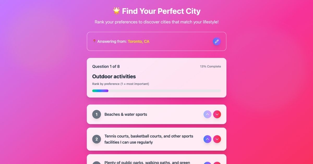 BestCity AI: Personalized City Matching Platform