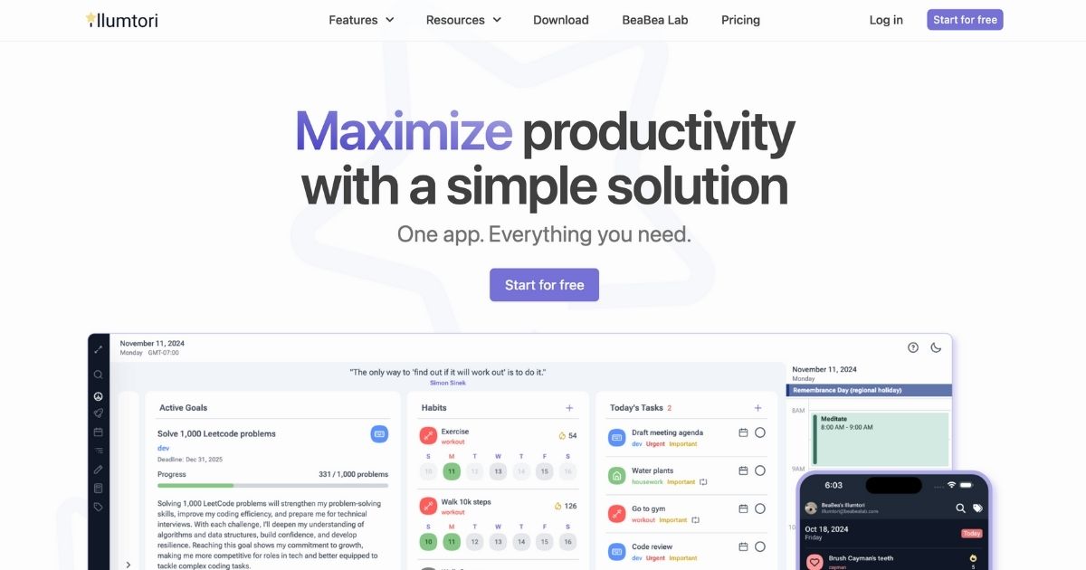 Illumtori: All-in-One Productivity Tool for Efficient Task and Goal Management