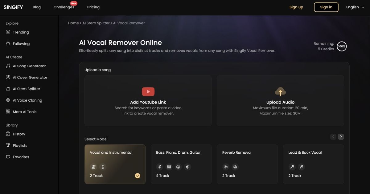Singify Vocal Remover: AI-Powered Audio Separation