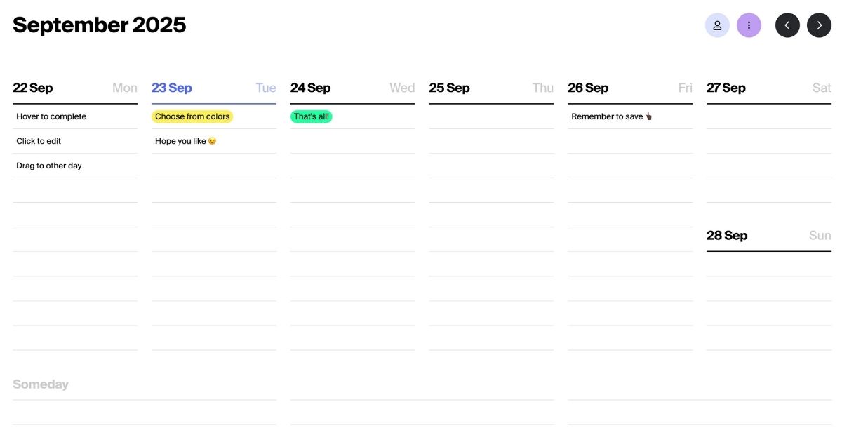 Tweek: Minimalist Calendar & Task Manager