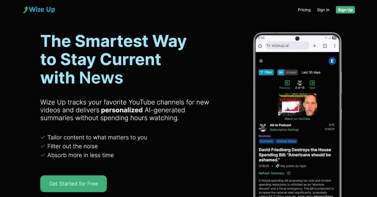 Wize Up: AI-Generated YouTube Summaries