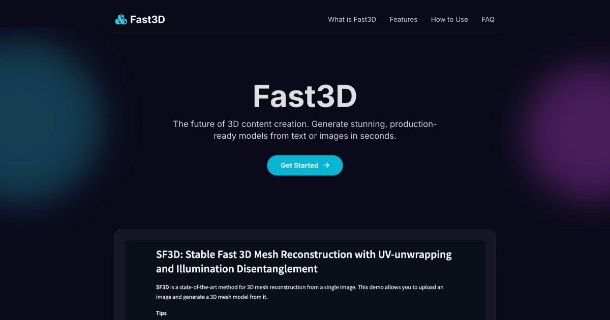 Fast3D: AI-Powered 3D Model Generator