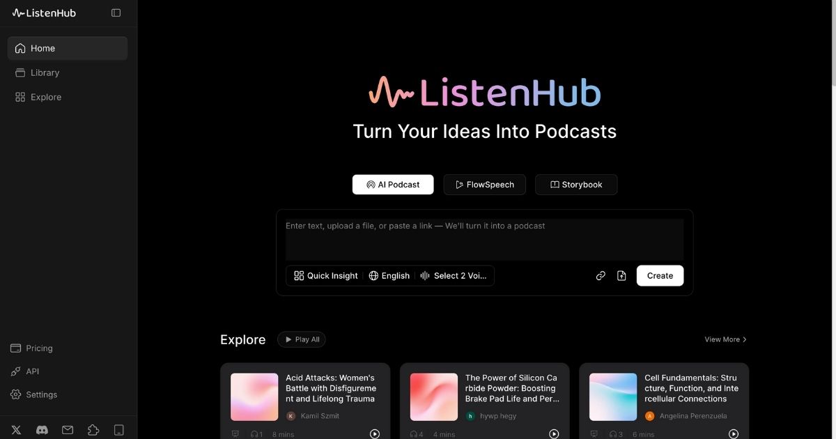 ListenHub: AI Audio Conversion Platform
