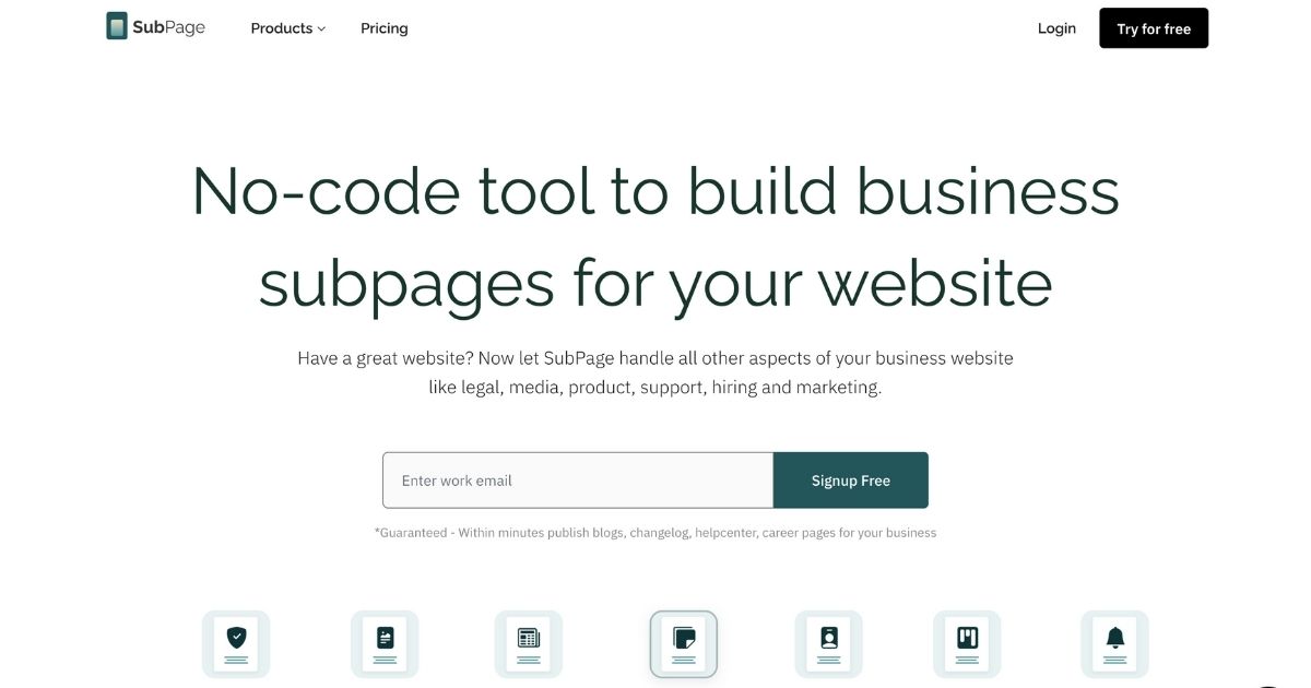 SubPage: No-Code Subpage Builder Platform