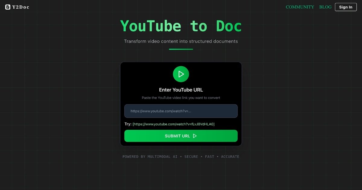 Y2Doc: Convert YouTube Videos to Documents