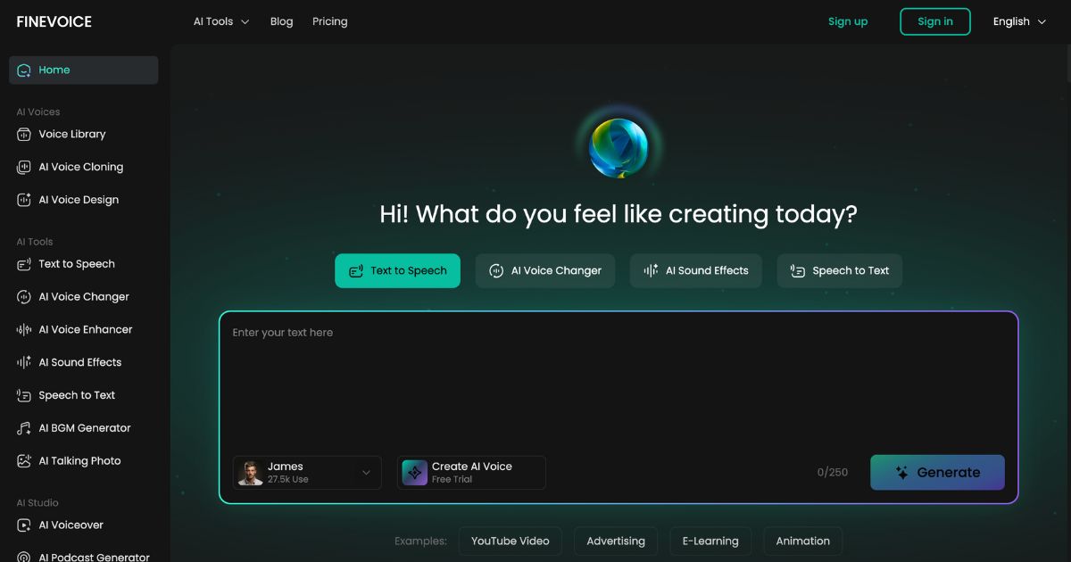 FineVoice: AI Voice Generation Tool