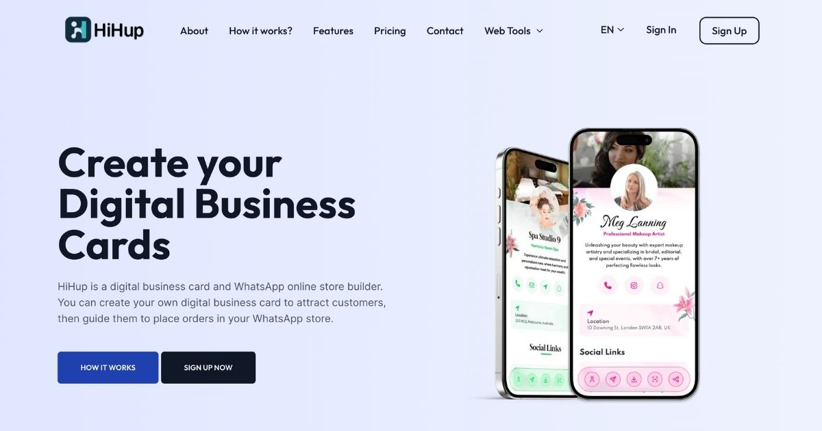 HiHup: Digital Business Card & WhatsApp Store