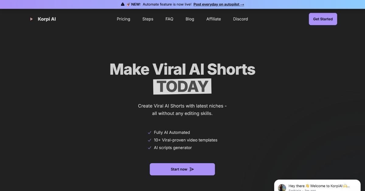 Korpi AI: Streamline Viral Video Creation