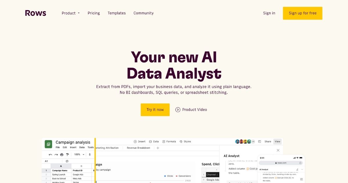 Rows: AI-Powered Spreadsheet for Efficient Data Analysis