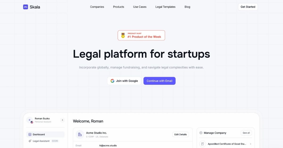Skala: Startup Legal & Fundraising Platform