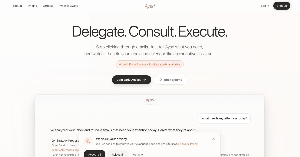 Ayari: AI Tool for Email & Calendar Management
