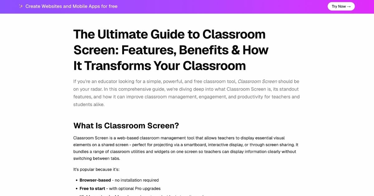 Classroomscreen: Enhance Classroom Engagement and Management