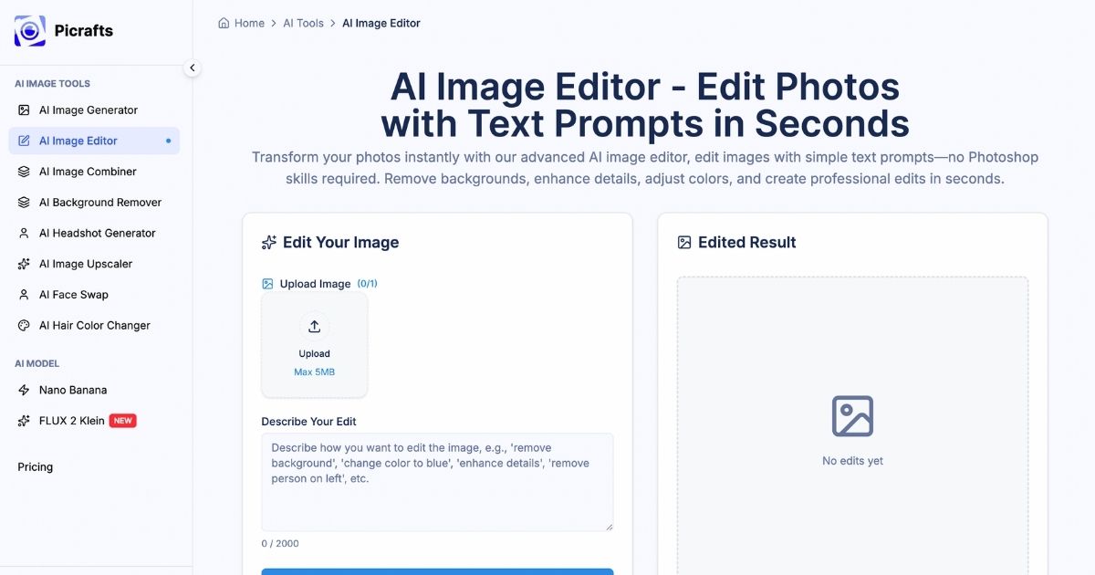 PiCrafts: AI-Powered Text-Based Image Editor