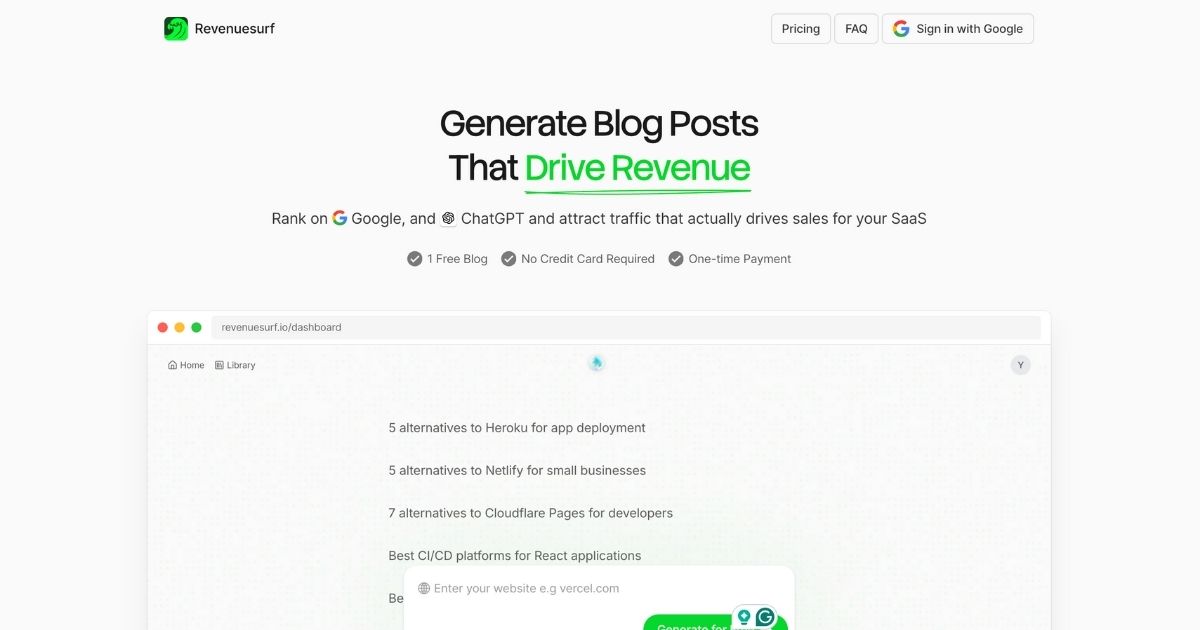 Revenuesurf: AI-Powered SEO Content Generation