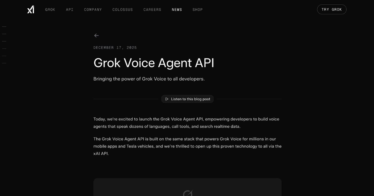 Grok Voice Agent API: Multilingual Real-Time Interaction