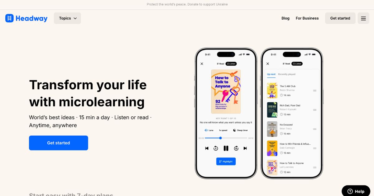 Headway: Efficient Learning Summaries for Professionals