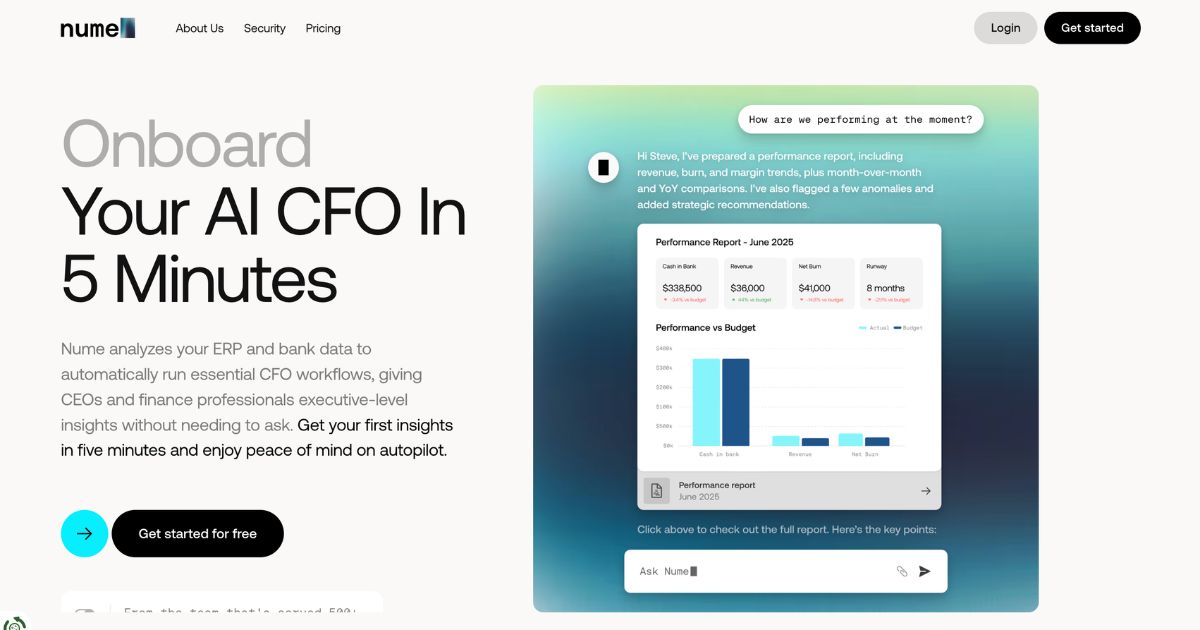 Nume AI: Real-time Financial Insights & Automation