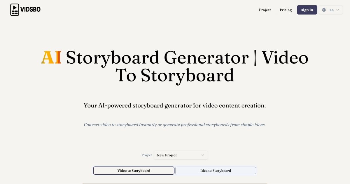 VidSbo: AI Storyboard Generator for Video Pre-Production