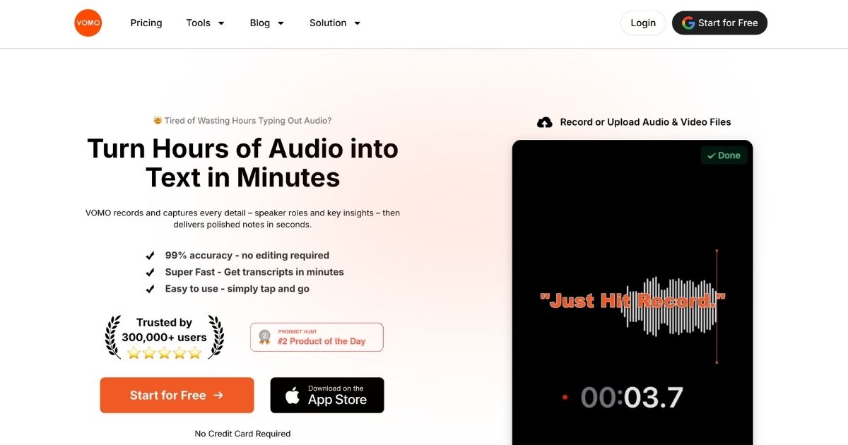 VOMO: AI Transcription & Meeting Notes.