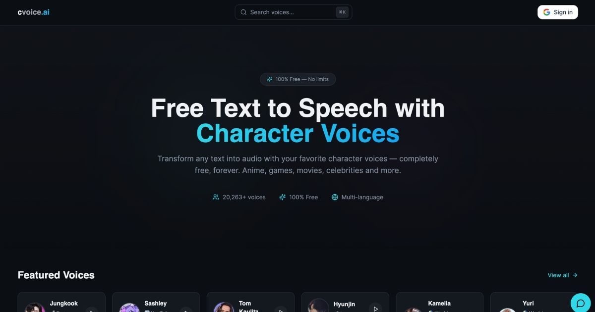 cvoice.ai: Free Text-to-Speech Tool