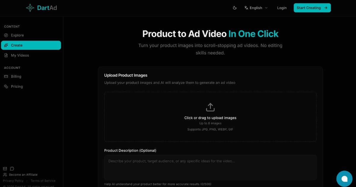 DartAd: AI-Powered E-Commerce Video Creation