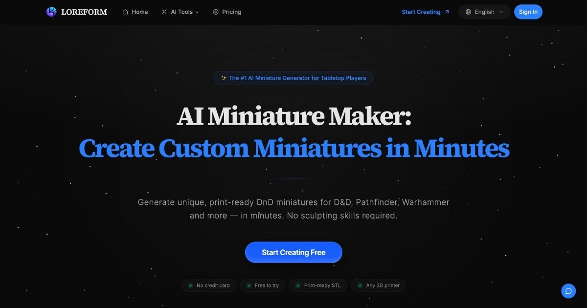 Loreform: AI Miniature Generator for RPG