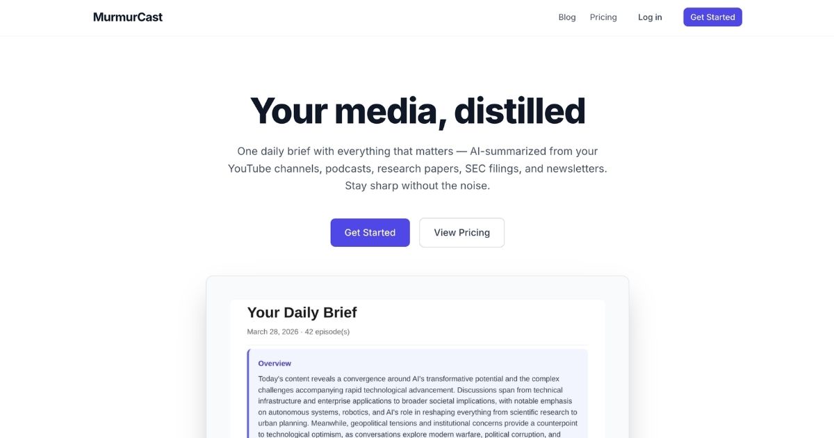 MurmurCast: AI-Powered Content Summaries
