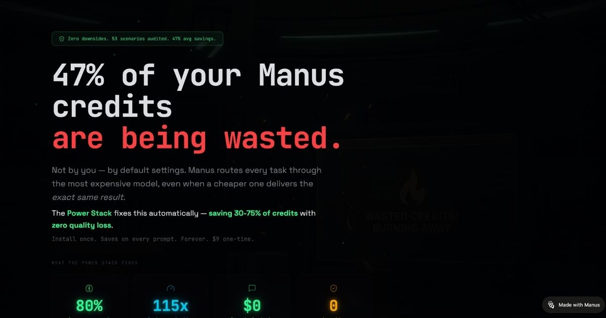 Manus Power Stack: Credit Optimization & Faster Browsing