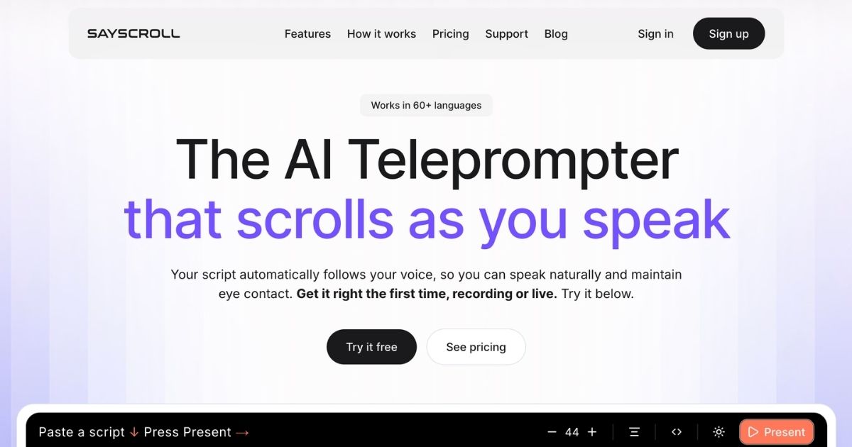 Sayscroll: AI Teleprompter for Public Speaking