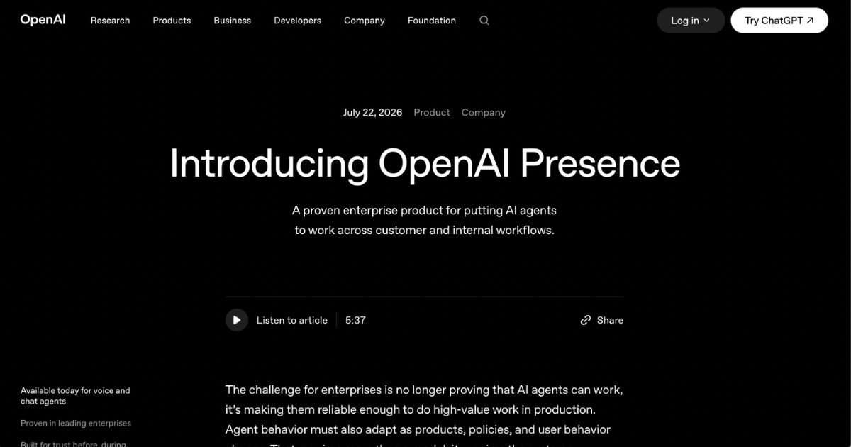 OpenAI Presence: Reliable Enterprise AI Deployment