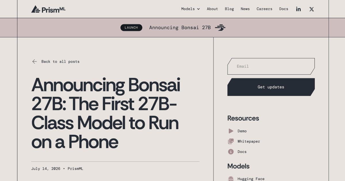 Bonsai 27B: On-Device AI Reasoning